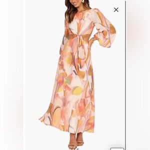 Petal & Pup Laquin Cutout Long Sleeve Maxi Dress, Pink, Medium